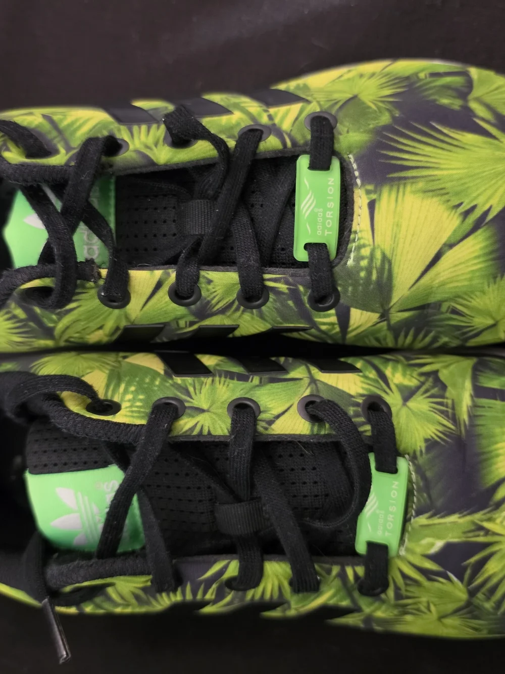 adidas Neon Green Palm Print Athletic Sneakers